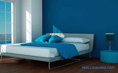 Плава боја у унутрашњости спаваће собе - 50 примјера и правила дизајна